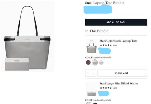 Kate Spade Staci Colorblock Large Laptop Tote Nimbus Grey White